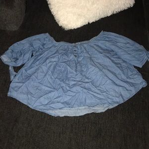 Jean Off shoulder crop blouse